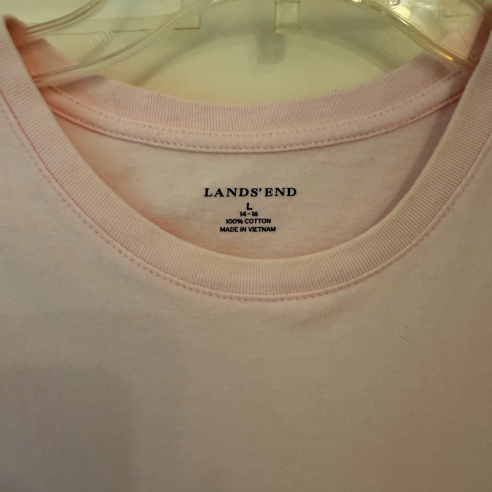 Lands' End Women’s Light Pink Short Sleeve Tee Shirt, Size L - Picture 3 of 11